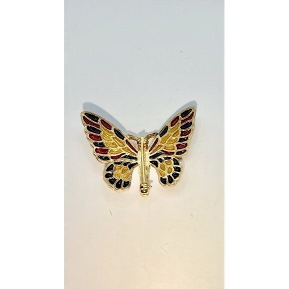 Vtg 70s Napier Plique a Jour Enamel Butterfly Brooch Pin Runway Ad Couture RARE - Picture 4 of 7